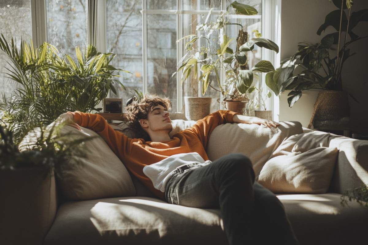 homme relaxé dans son canapé